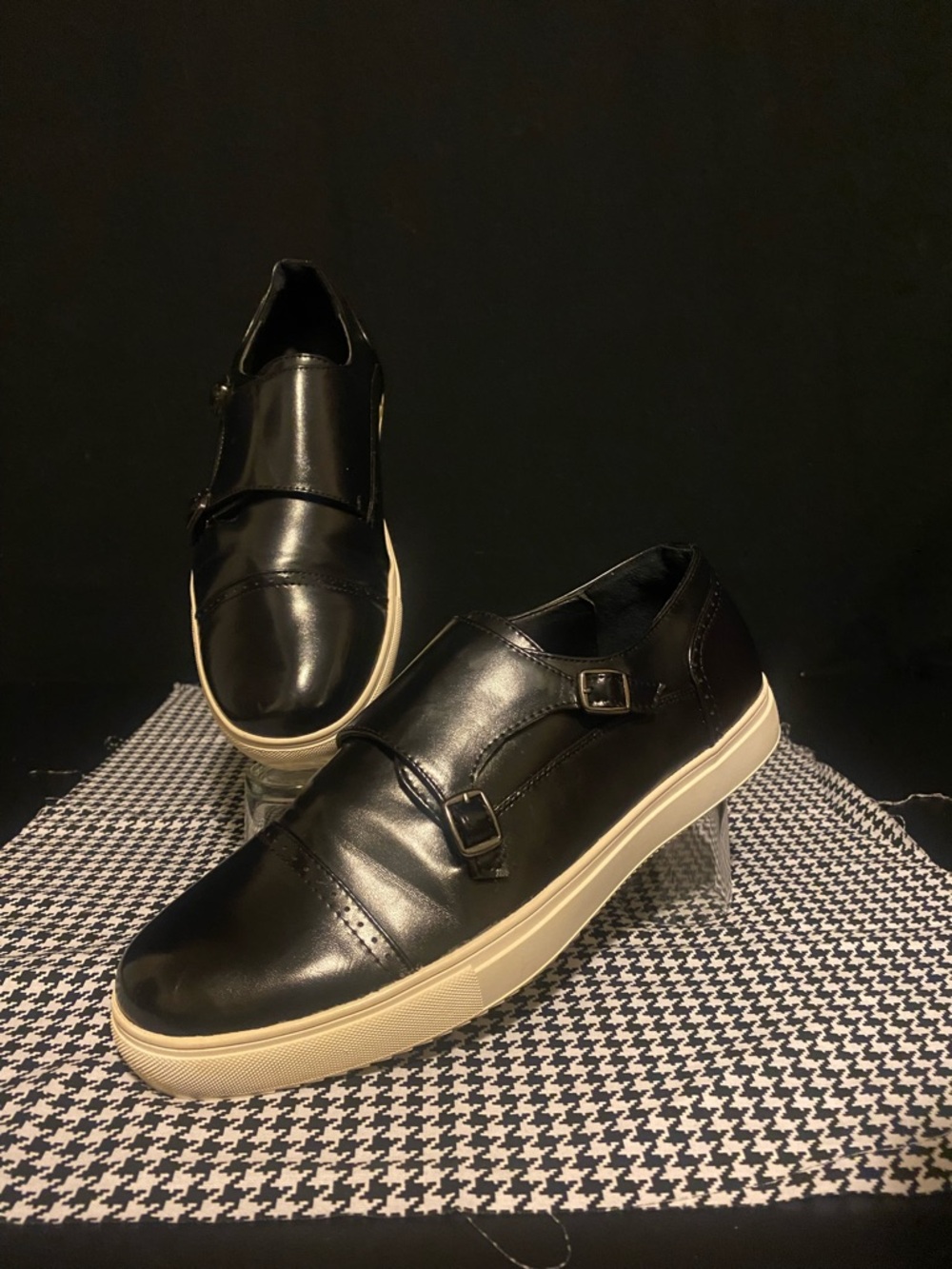 New York & Company Black Leather Double Monk-Style Slip-On Sneakers - Picture 11 of 11